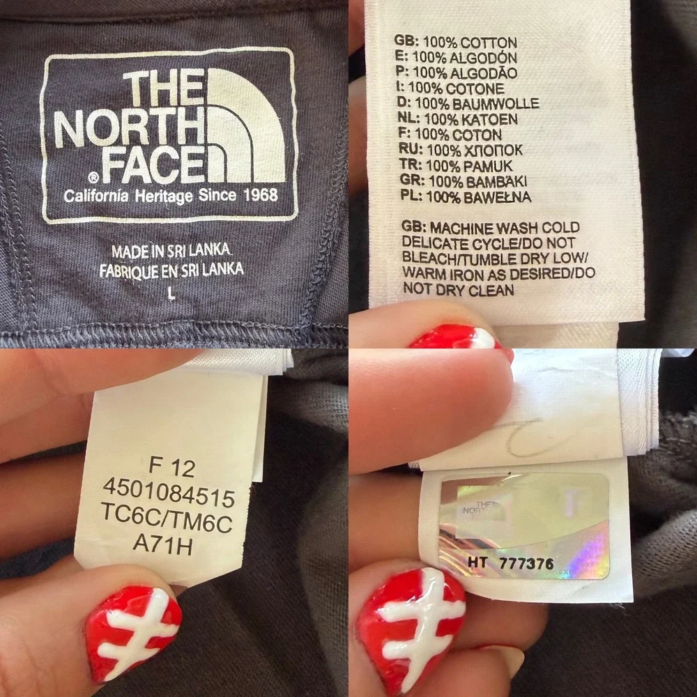 The North Face Men L Gray Cotton Raglan Long Sleeve Crewneck Heritage TShirt Y2K